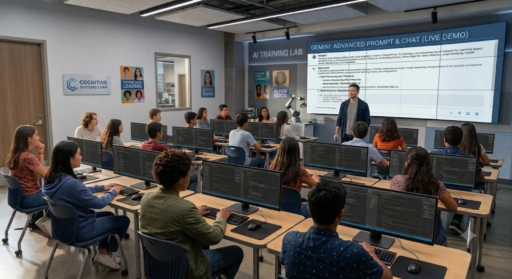 Students in an AI training workshop